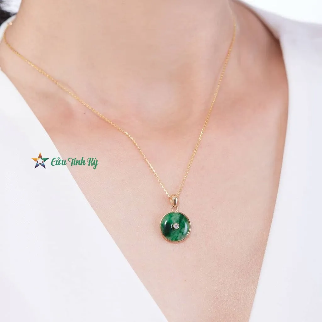 Dây Chuyền Đồng Điếu Ngọc Cẩm Thạch, Mặt Dây Vàng 14K Đồng Điếu Cẩm Thạch Thiên Nhiên